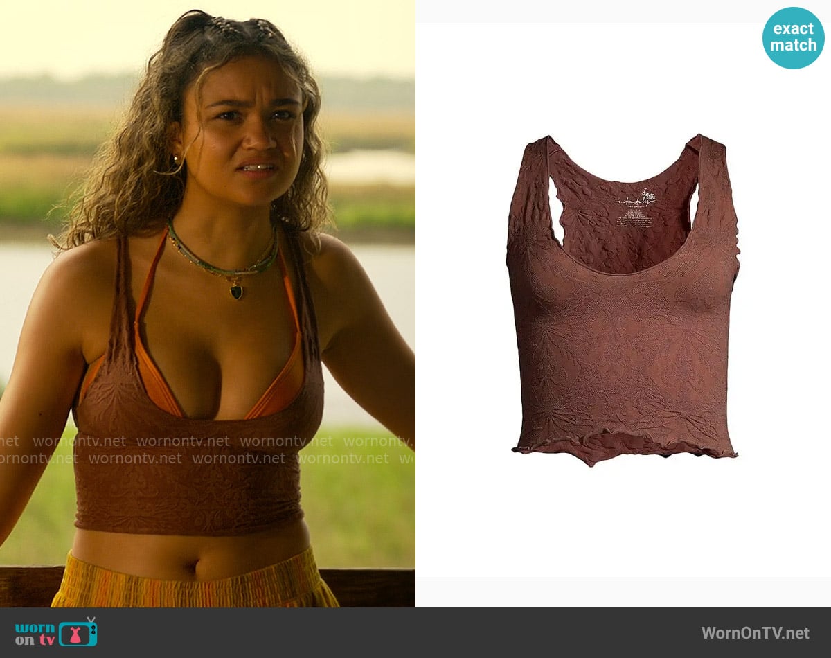 Free People Here for You Cami in Hickory worn by Kiara Carrera (Madison Bailey) on Outer Banks