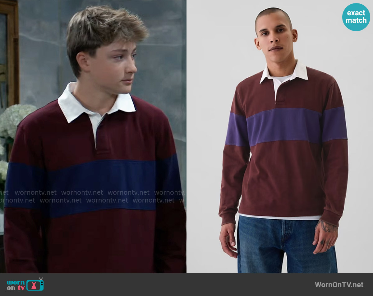 Gap Relaxed Rugby Polo Shirt worn by Danny Morgan (Asher Antonyzyn) on General Hospital