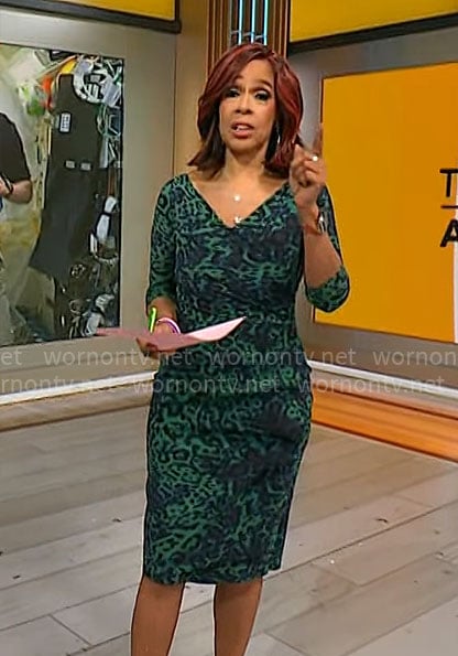 Gayle King’s green leopard print dress on CBS Mornings