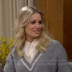 Gemma’s grey v-neck sweater with braid details on The Neighborhood