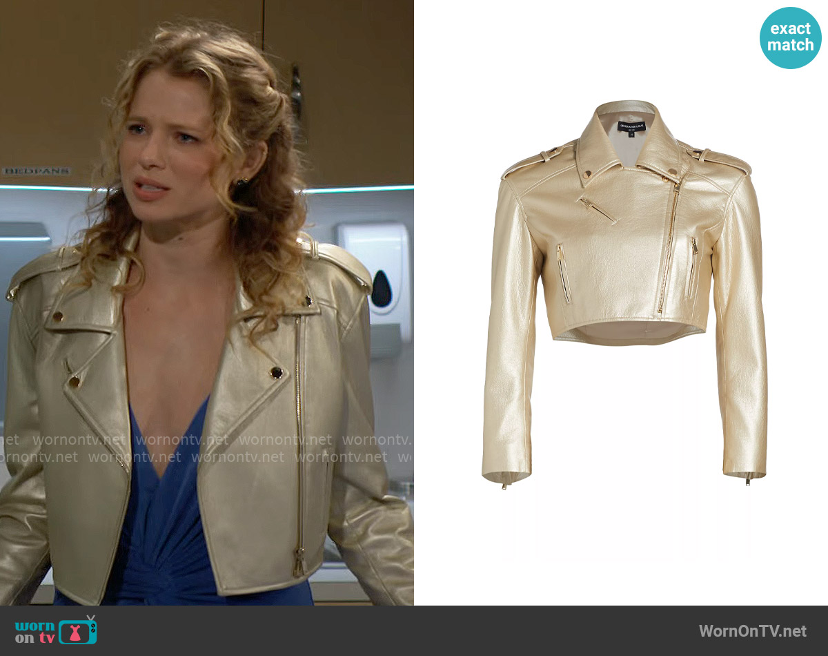 Generation Love Massimo Cropped Moto Jacket worn by Summer Newman (Allison Lanier) on The Young and the Restless