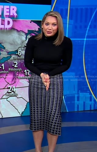 Ginger’s black knit pencil skirt on Good Morning America