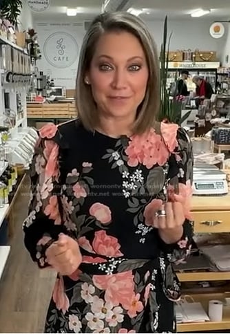 Ginger’s black floral mini dress on Good Morning America