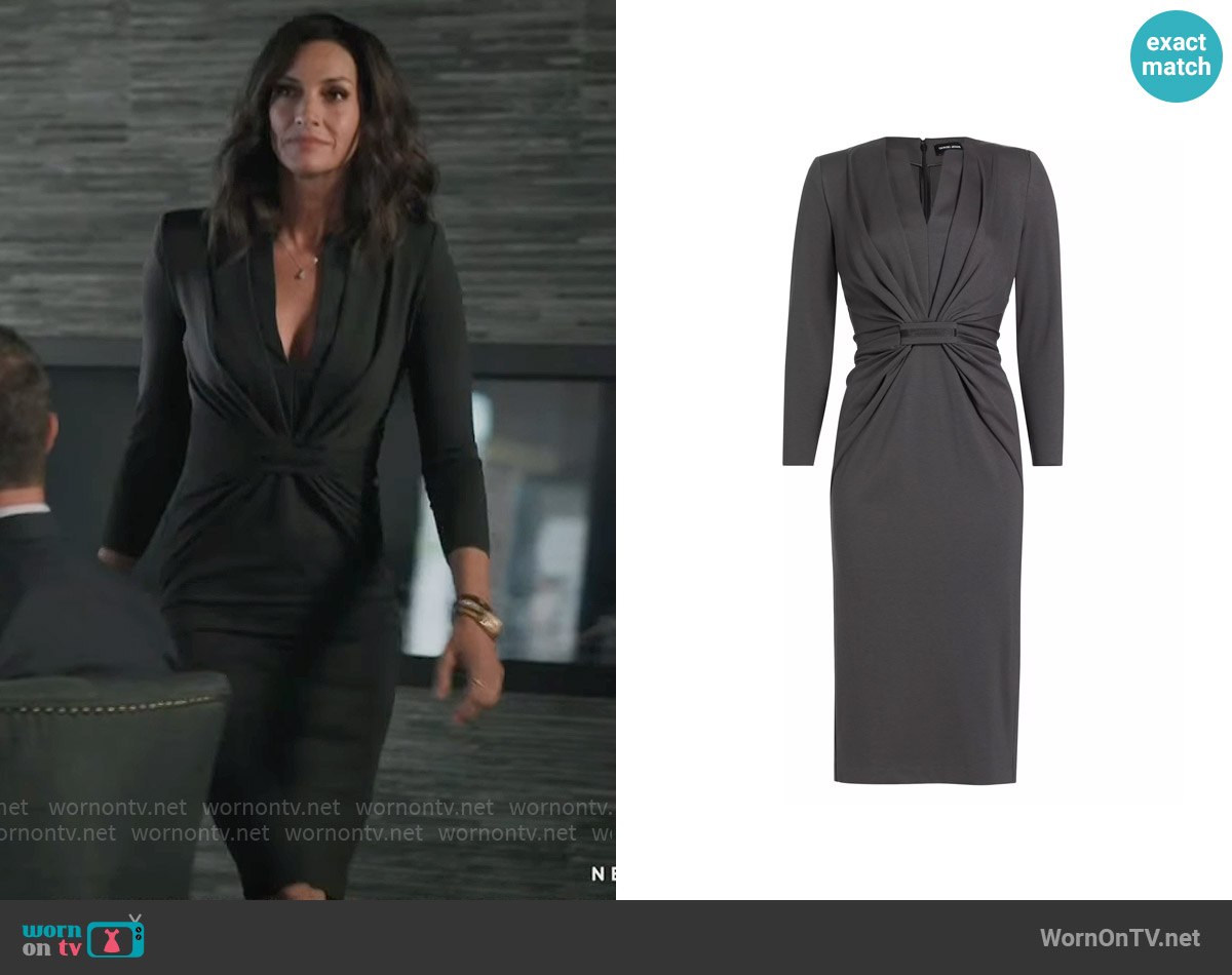 Giorgio Armani Tab Front Jersey Dress worn by Sarah Atwood (Dawn Olivieri) on Yellowstone