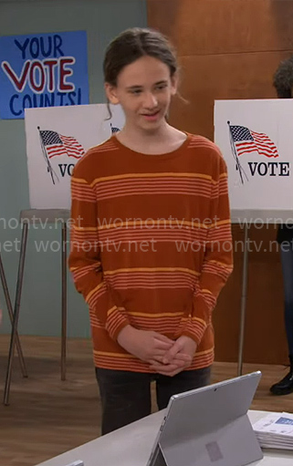 Grover’s orange striped long sleeve t-shirt on The Neighborhood