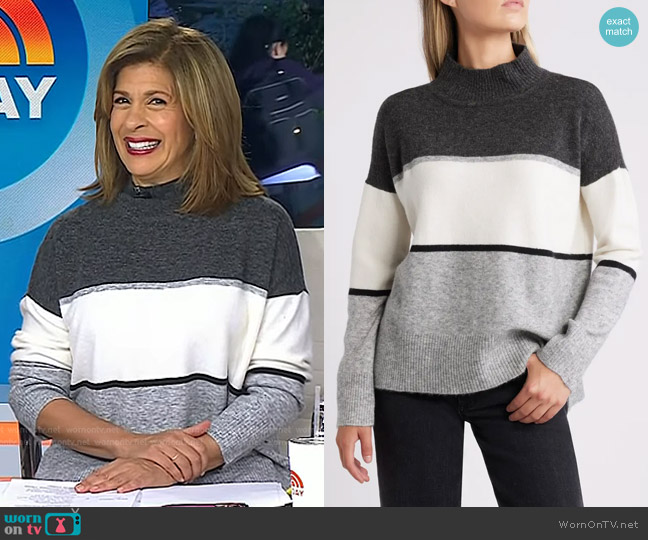 Hatley Colorblock Mock Neck Tunic Sweater in Grey worn by Hoda Kotb on Today