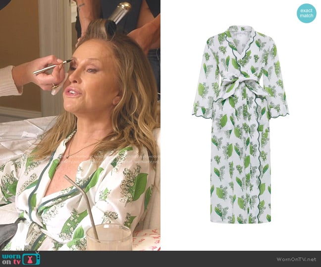 Heidi Carey Classic Robe with Scalloping in Lily of the Valley worn by Kathy Hilton on The Real Housewives of Beverly Hills