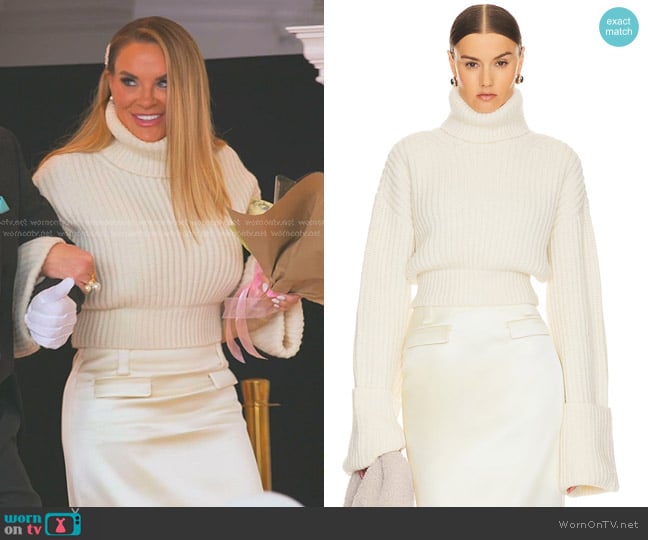 Helsa Esti Turtleneck Sweater in Ivory worn by Heather Gay on The Real Housewives of Salt Lake City