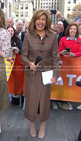 Hoda’s brown plaid blazer and skirt on Today