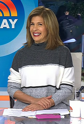 Hoda’s grey colorblock sweater on Today