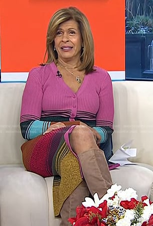 Hoda’s multicolor striped ribbed dress on Today