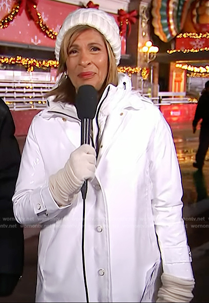 Hoda’s white hooded coat on Today