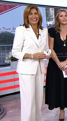 Hoda’s white pinstripe blazer and pant suit on Today