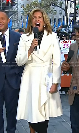 Hoda’s white ruffle coat on Today