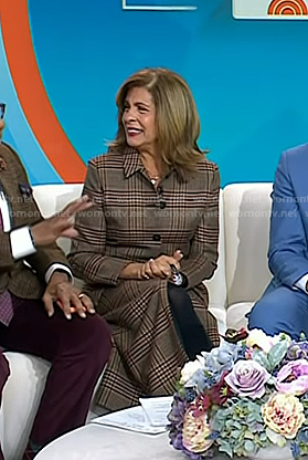 Hoda’s brown plaid blazer and skirt on Today