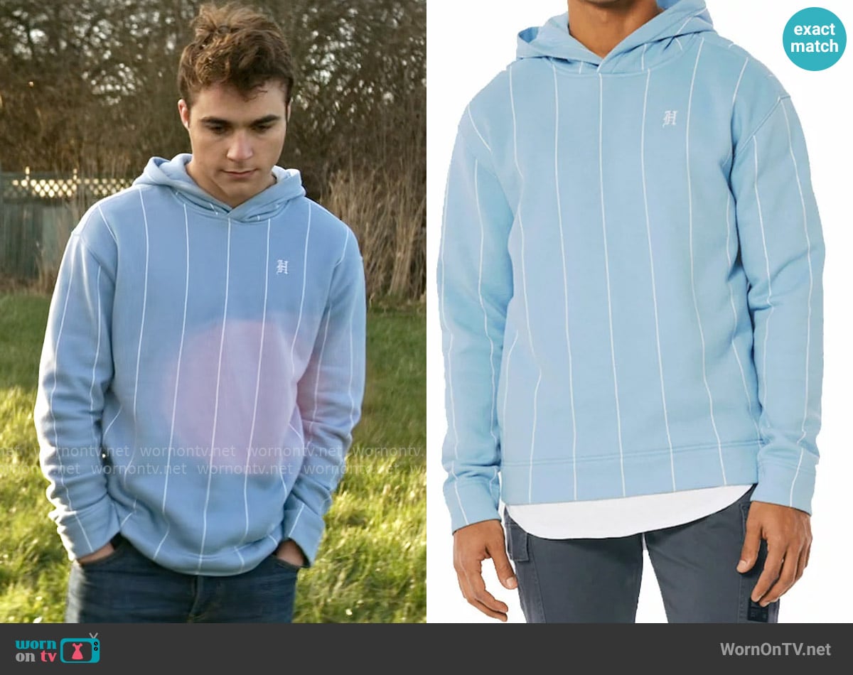 Hollister Chalk Blue Hoodie worn by Jonathan Kent (Michael Bishop) on Superman and Lois
