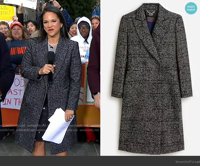 J. Crew Mirabelle topcoat in Italian textured wool blend worn by Laura Jarrett on Today