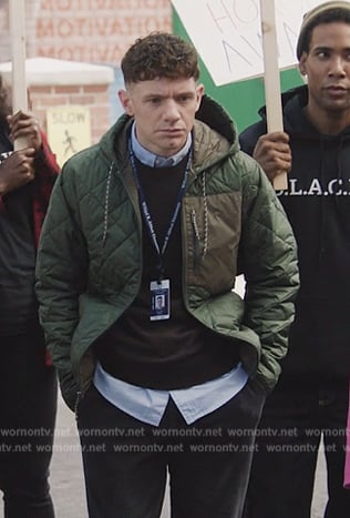 Jacob’s green quilted jacket on Abbott Elementary