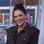 Janelle Lam’s brown cropped jacket and dress on Today