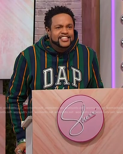 Jawn’s DAP stripe hoodie on Sherri