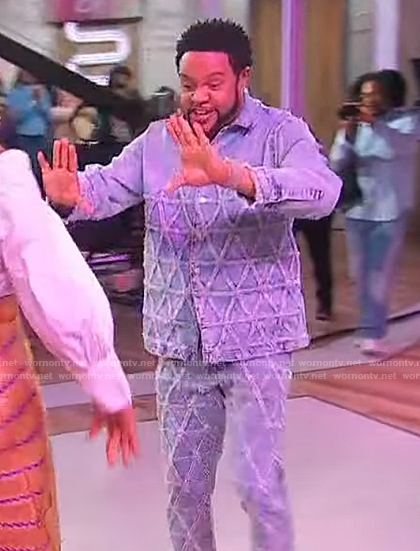 Jawn’s denim shirt and pants on Sherri
