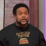 Jawn’s Out the trunk graphic sweatshirt on Sherri