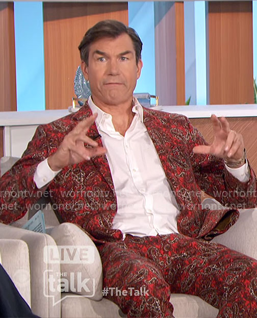 Jerry’s red paisley print suit on The Talk
