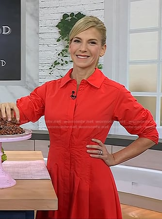 Jessica Seinfeld’s red poplin shirtdress on Today