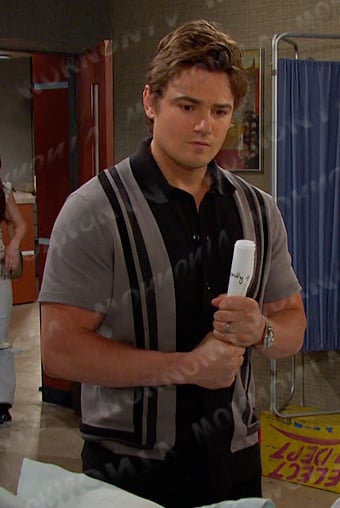 Johnny’s grey colorblock knit shirt on Days of our Lives