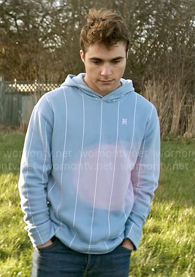 Jonathan’s blue vertical striped hoodie on Superman and Lois