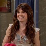 Joy’s print ruffle top on Days of our Lives