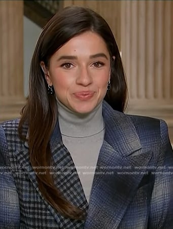 Julie’s blue mixed plaid blazer on NBC News Daily