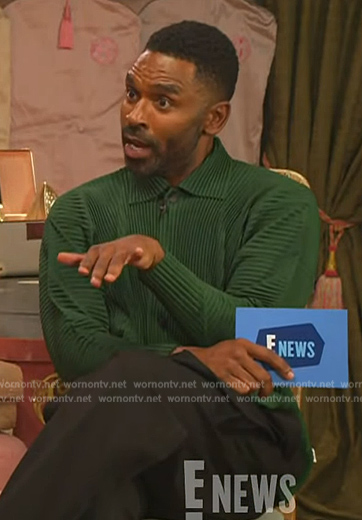 Justin’s green collared sweater on E! News