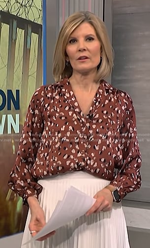 Kate’s brown floral blouse on NBC News Daily