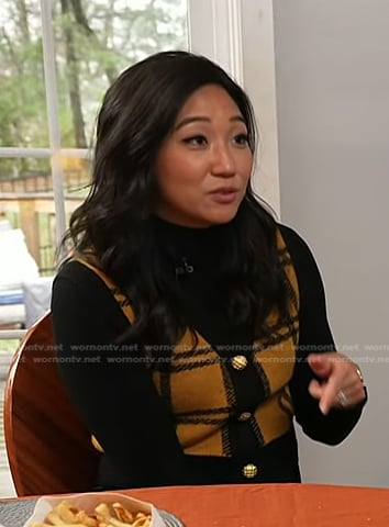 Kathy’s yellow plaid knit vest on Today