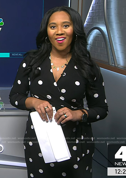 Kay Angrum’s black polka dot dress on NBC News Daily