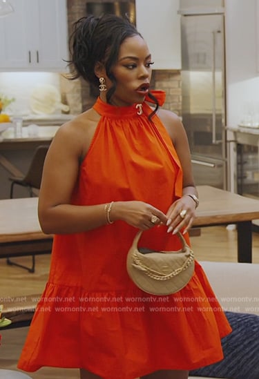 Keiarna’s red mock neck mini dress on The Real Housewives of Potomac