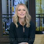 Kelly’s black tie neck blouse on Live with Kelly and Mark