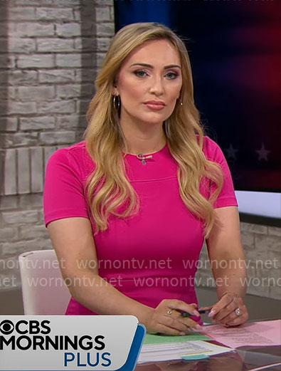 Kelly O’Grady’s pink short sleeve dress on CBS Mornings