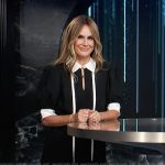 Keltie’s black contrast tie neck dress on E! News