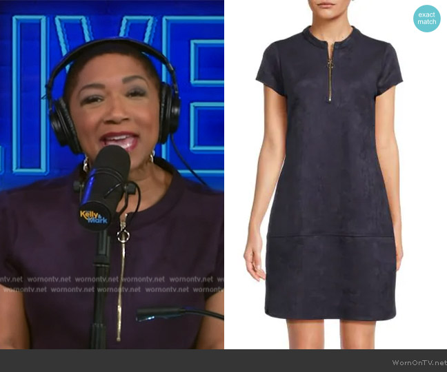 Kensie Faux suede midi shift dress worn by Deja Vu on Live with Kelly and Mark