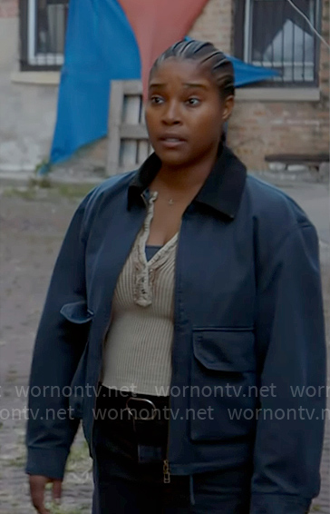 Kiana’s navy jacket on Chicago PD