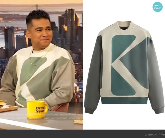 Kith 101 Initial K Mock Neck Sweater worn by Jordan Andino on The Drew Barrymore Show