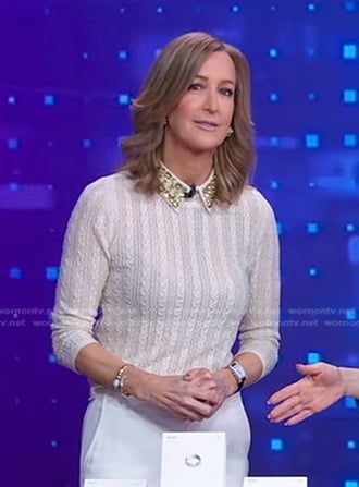 Lara’s ivory embellished collar sweater on Good Morning America