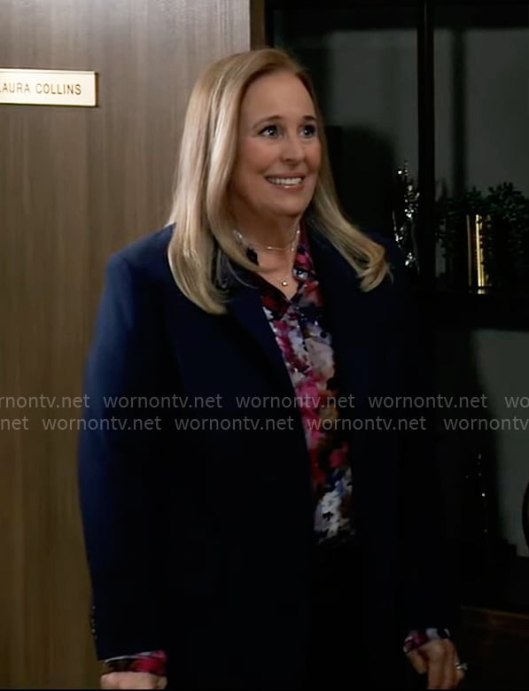 Laura’s watercolor floral blouse on General Hospital