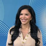 Lauren Sanchez’s beige polo top and brown leather skirt on Today