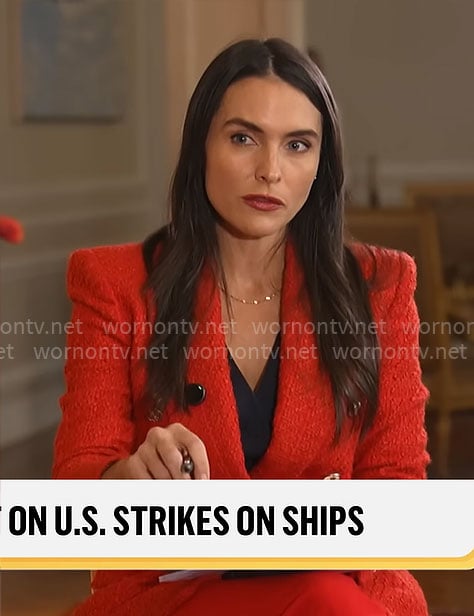 Lilia Luciano’s red tweed blazer on CBS Mornings