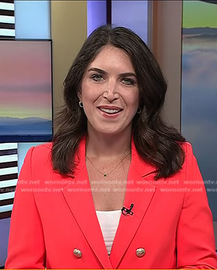 Liz Kreutz’s coral orange double breasted blazer on Today