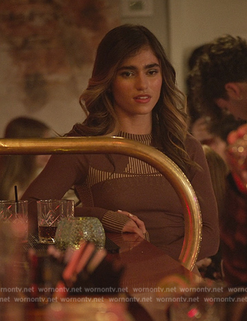 Zara’s brown knit crop top on Cobra Kai