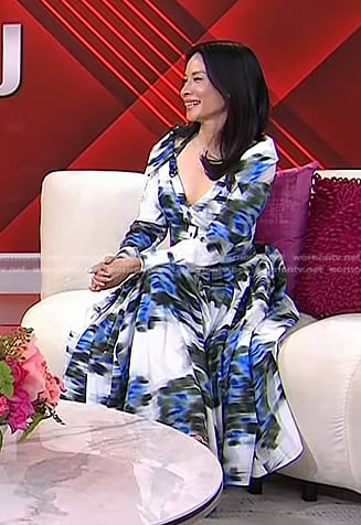Lucy Liu’s white print midi dress on Today